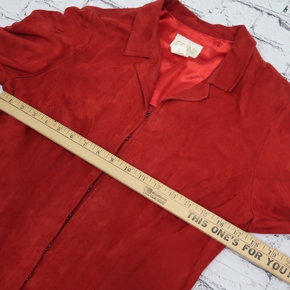 Vintage, Cache, Goat-suede Fringed Red  Jacket  Size 6 - Picture 9 of 9